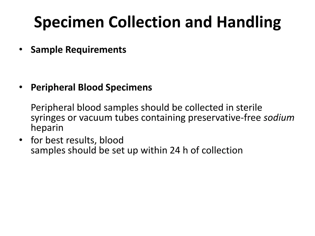 specimen collection and handling