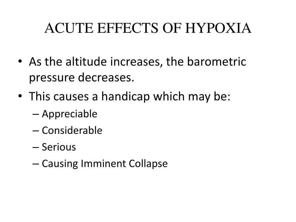 acute effects of hypoxia