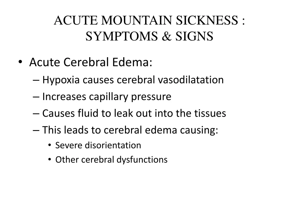 acute mountain sickness symptoms signs