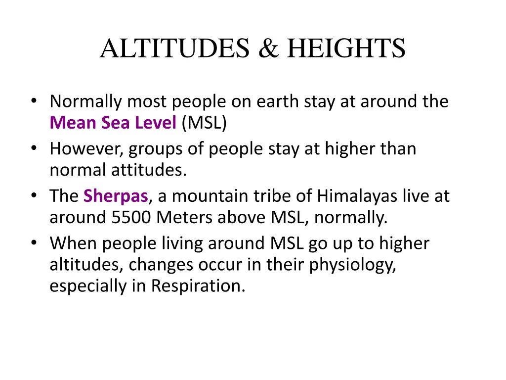 altitudes heights