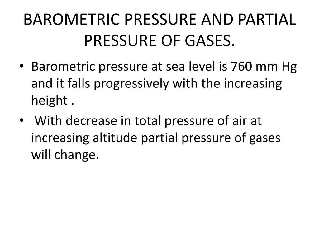 barometric pressure and partial pressure of gases