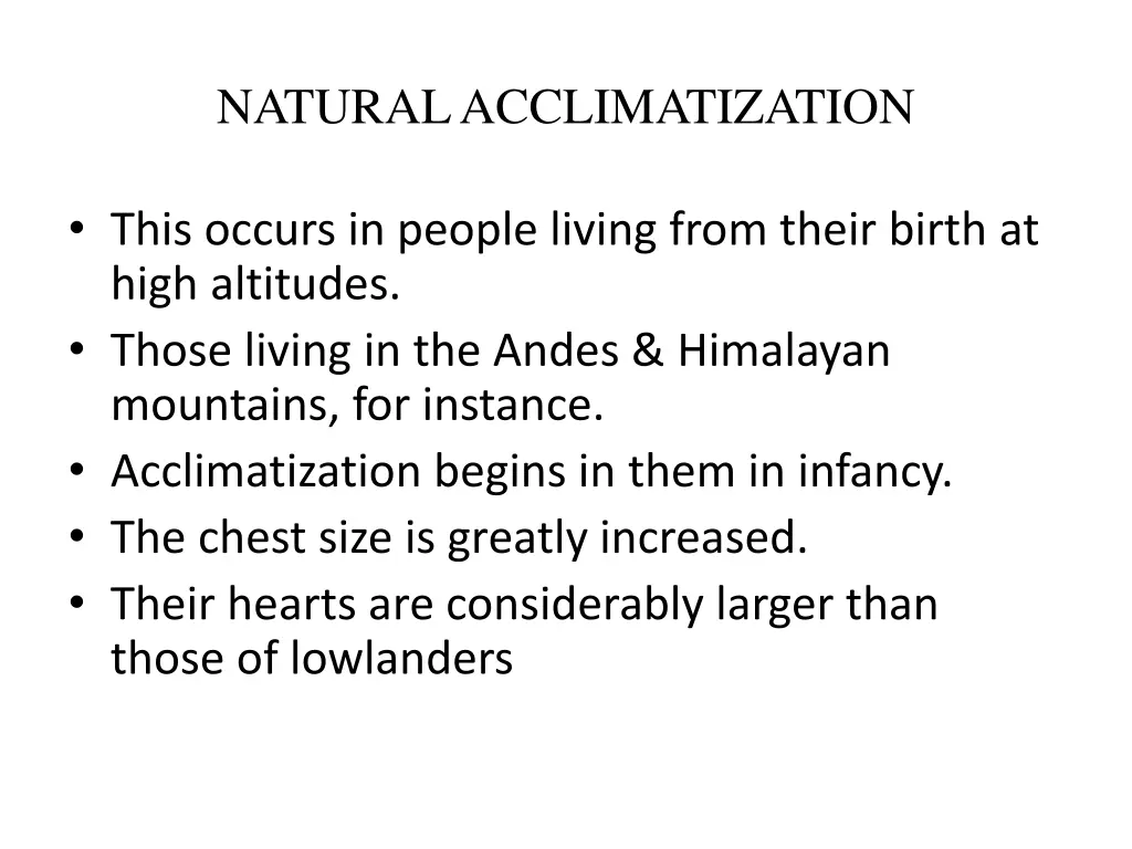 natural acclimatization