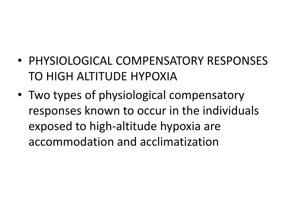 physiological compensatory responses to high