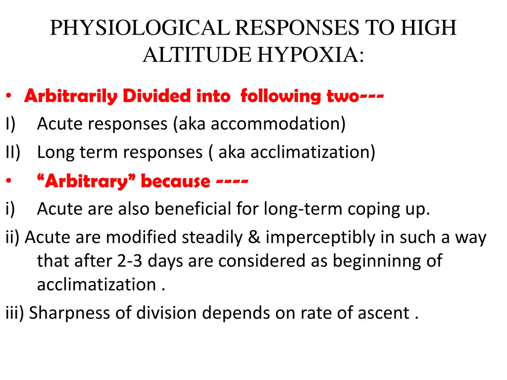 physiological responses to high altitude hypoxia