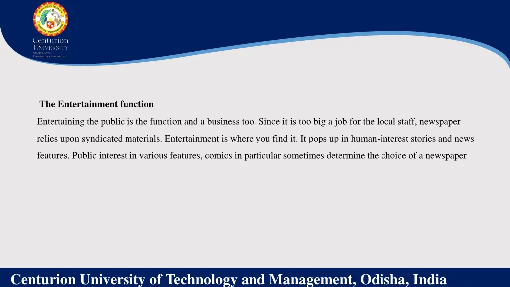 the entertainment function