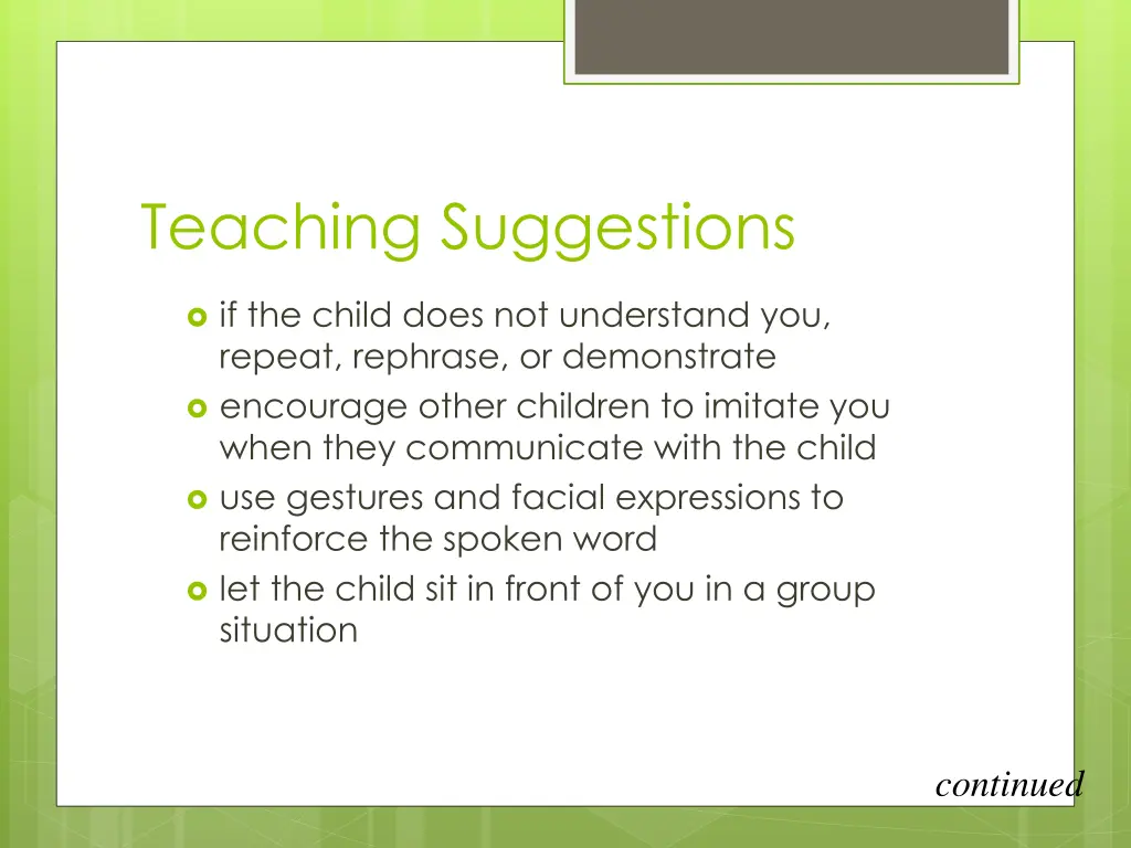 teaching suggestions
