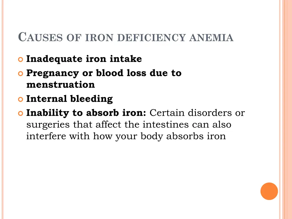 c auses of iron deficiency anemia
