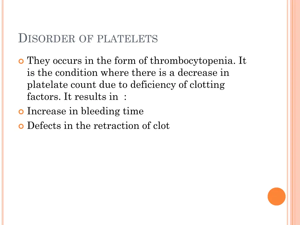 d isorder of platelets