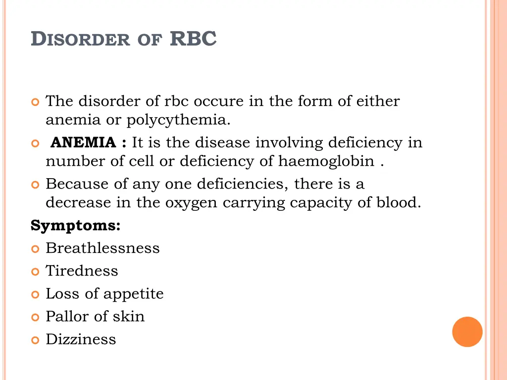 d isorder of rbc