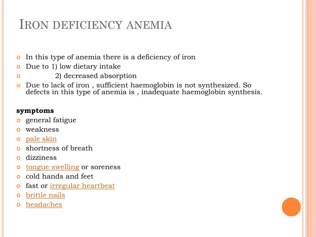 i ron deficiency anemia
