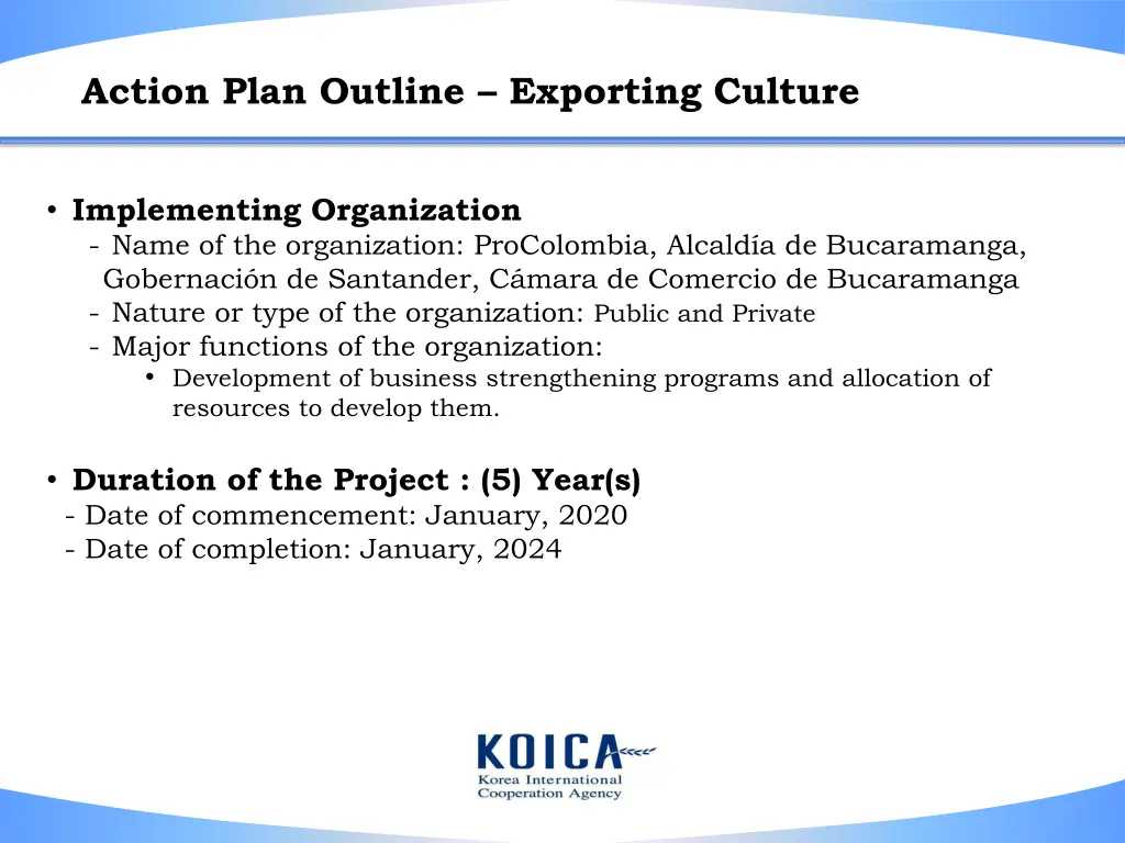 action plan outline exporting culture
