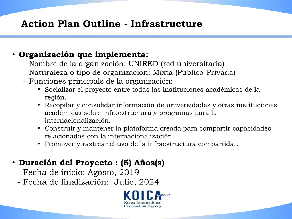 action plan outline infrastructure
