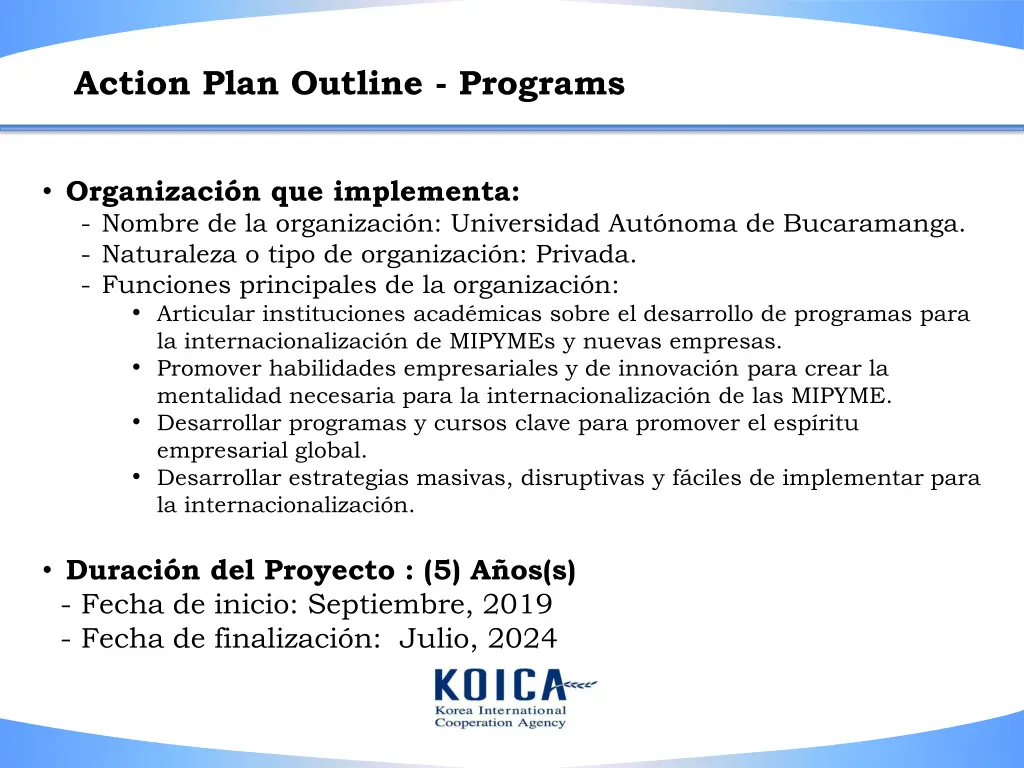 action plan outline programs