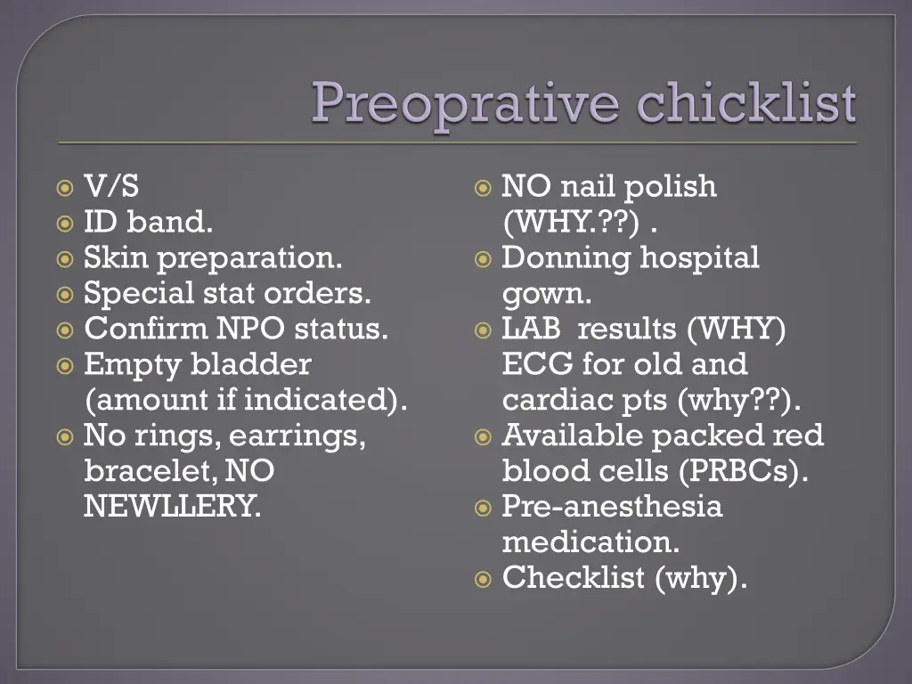 v s id band skin preparation special stat orders