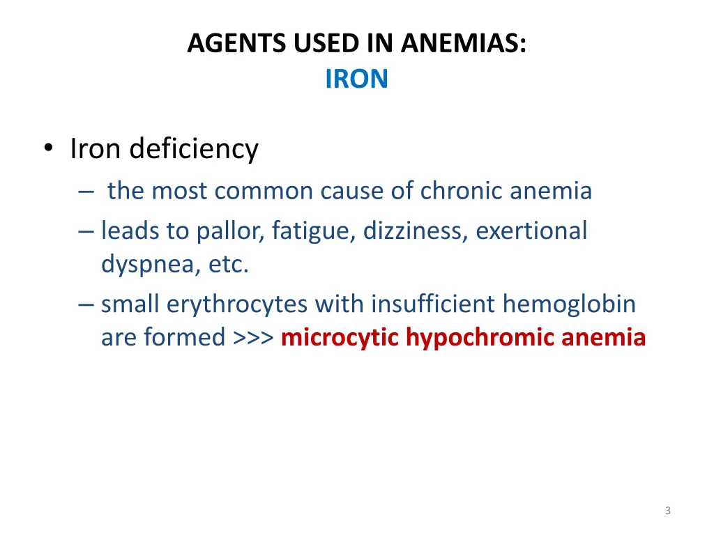 agents used in anemias iron