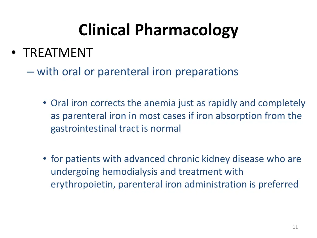 clinical pharmacology treatment with oral