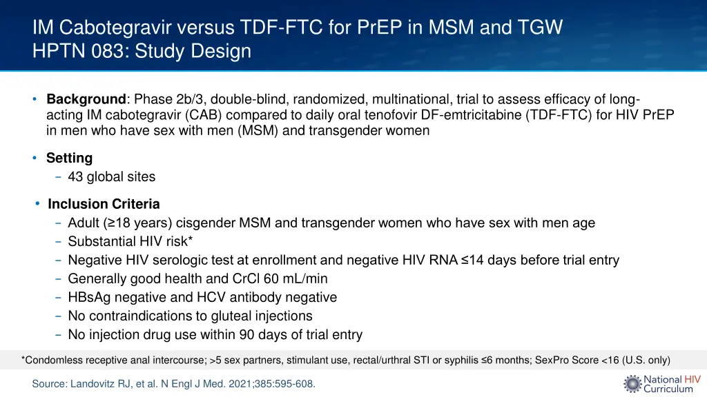 im cabotegravir versus tdf ftc for prep