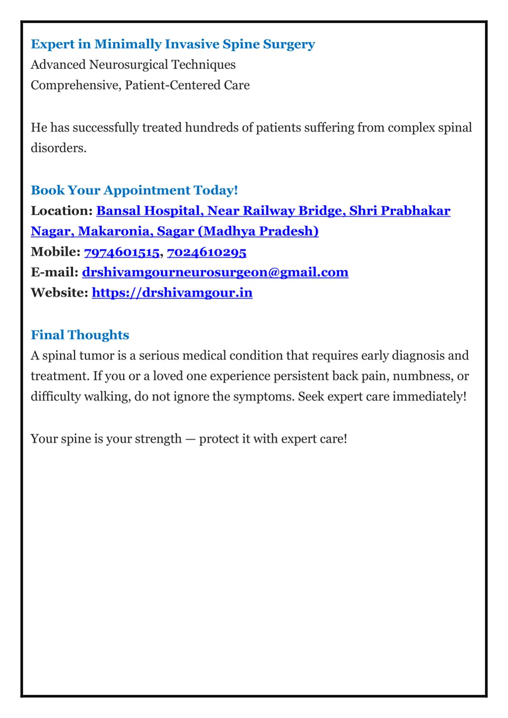expert in minimally invasive spine surgery