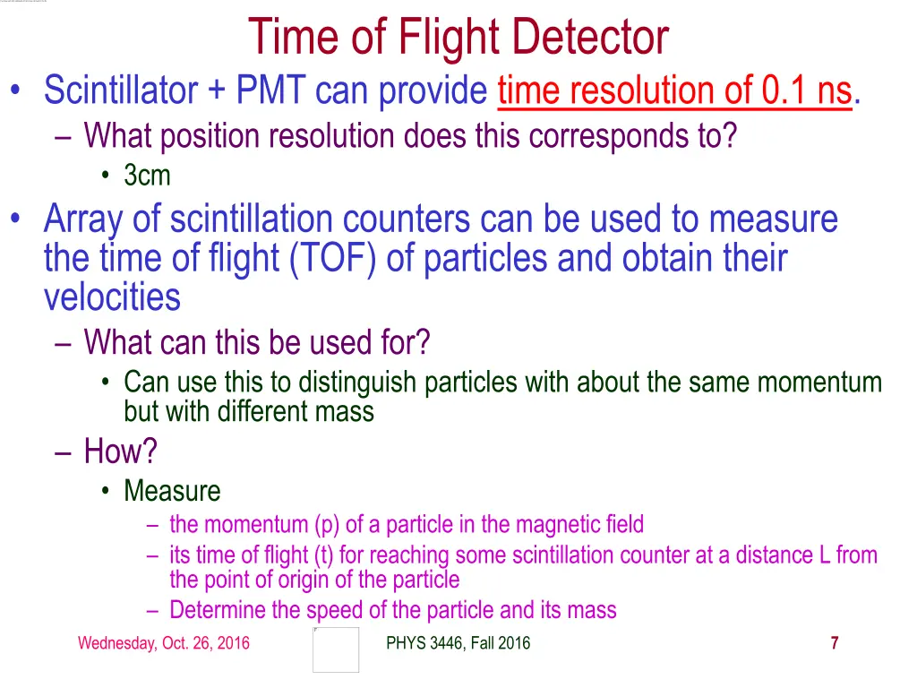 time of flight detector