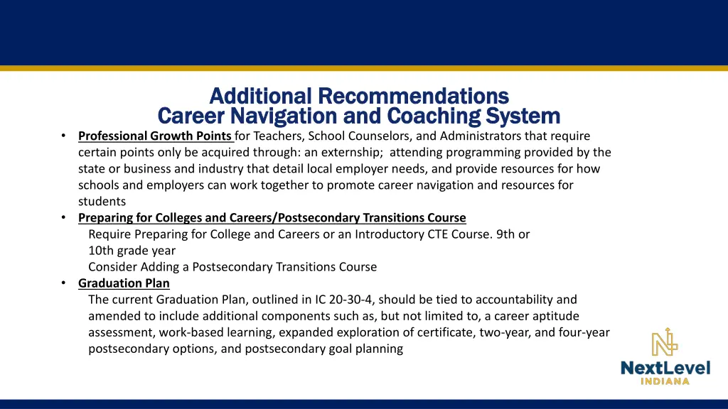 additional recommendations additional