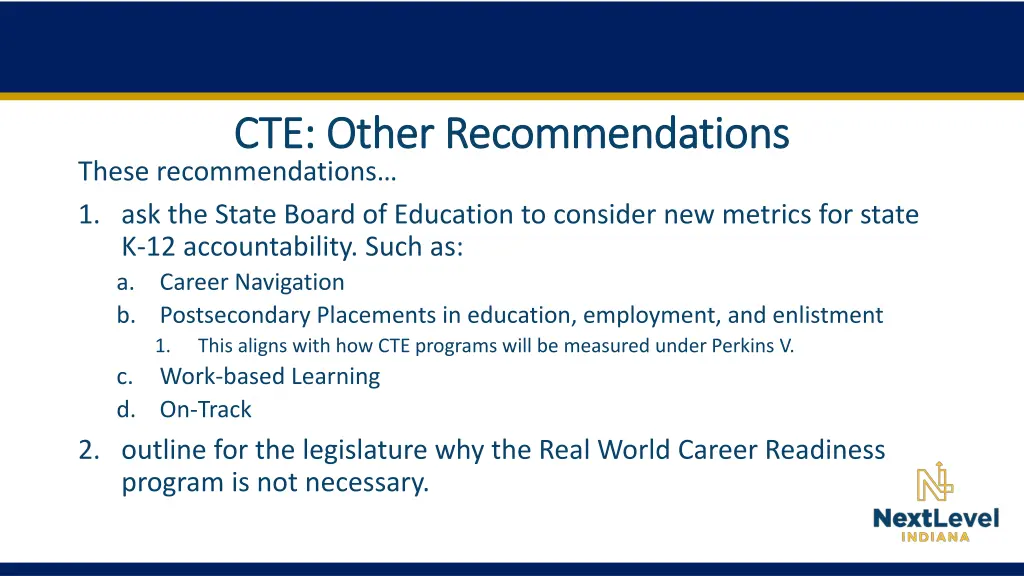 cte other recommendations cte other