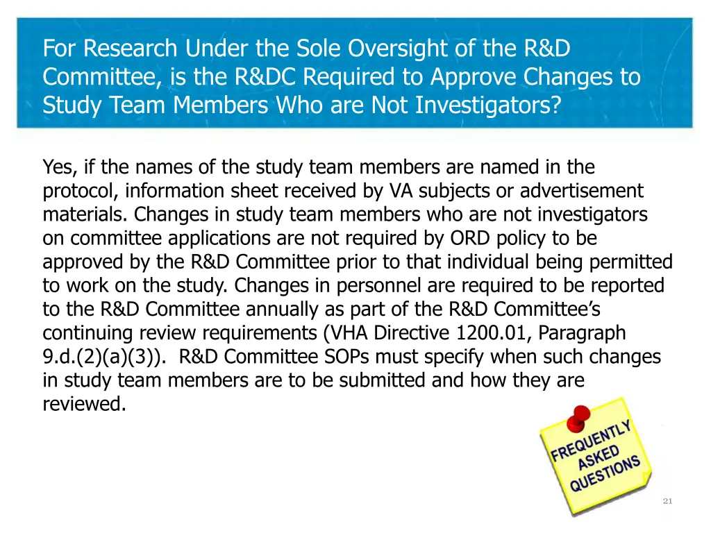 for research under the sole oversight 1