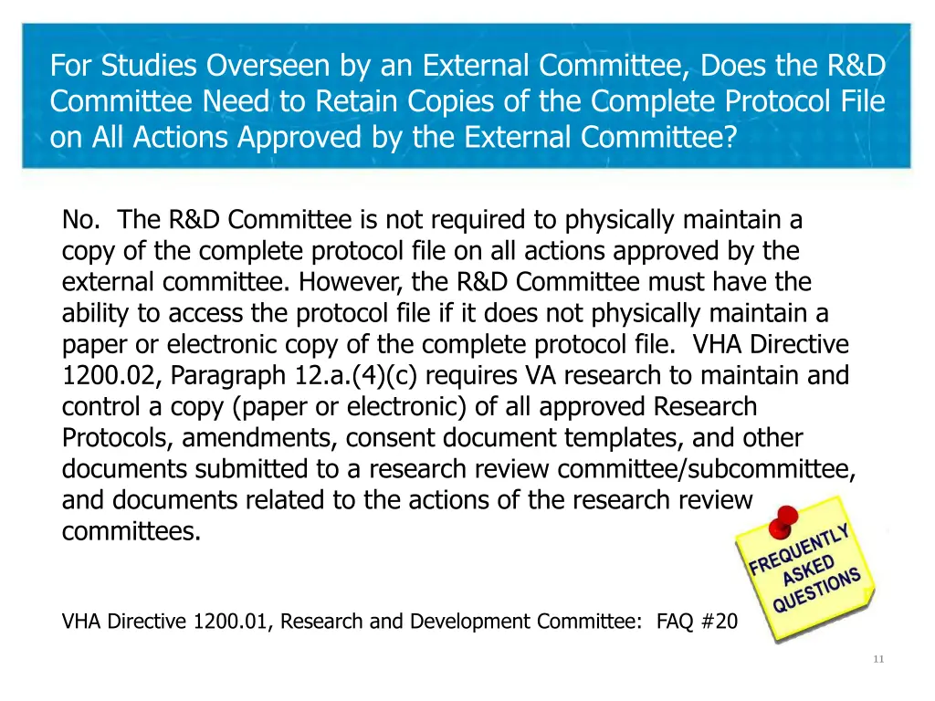 for studies overseen by an external committee