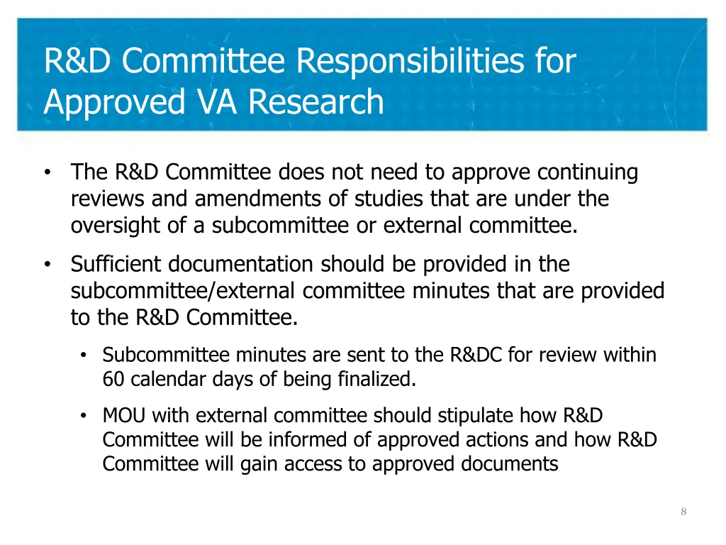 r d committee responsibilities for approved