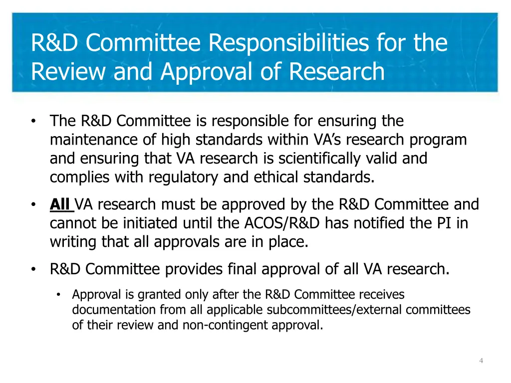 r d committee responsibilities for the review
