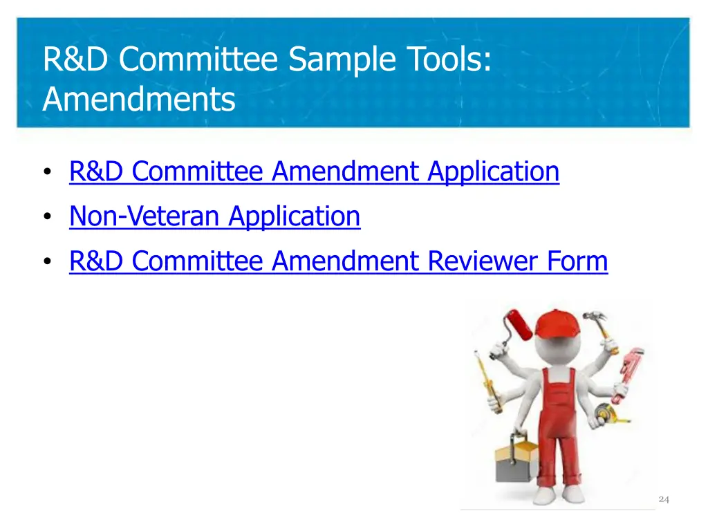 r d committee sample tools amendments