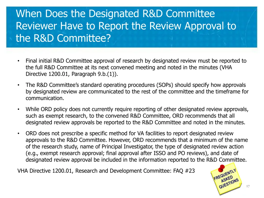 when does the designated r d committee reviewer