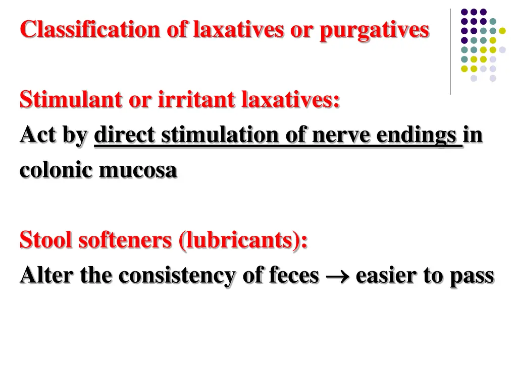 classification of laxatives or purgatives 1