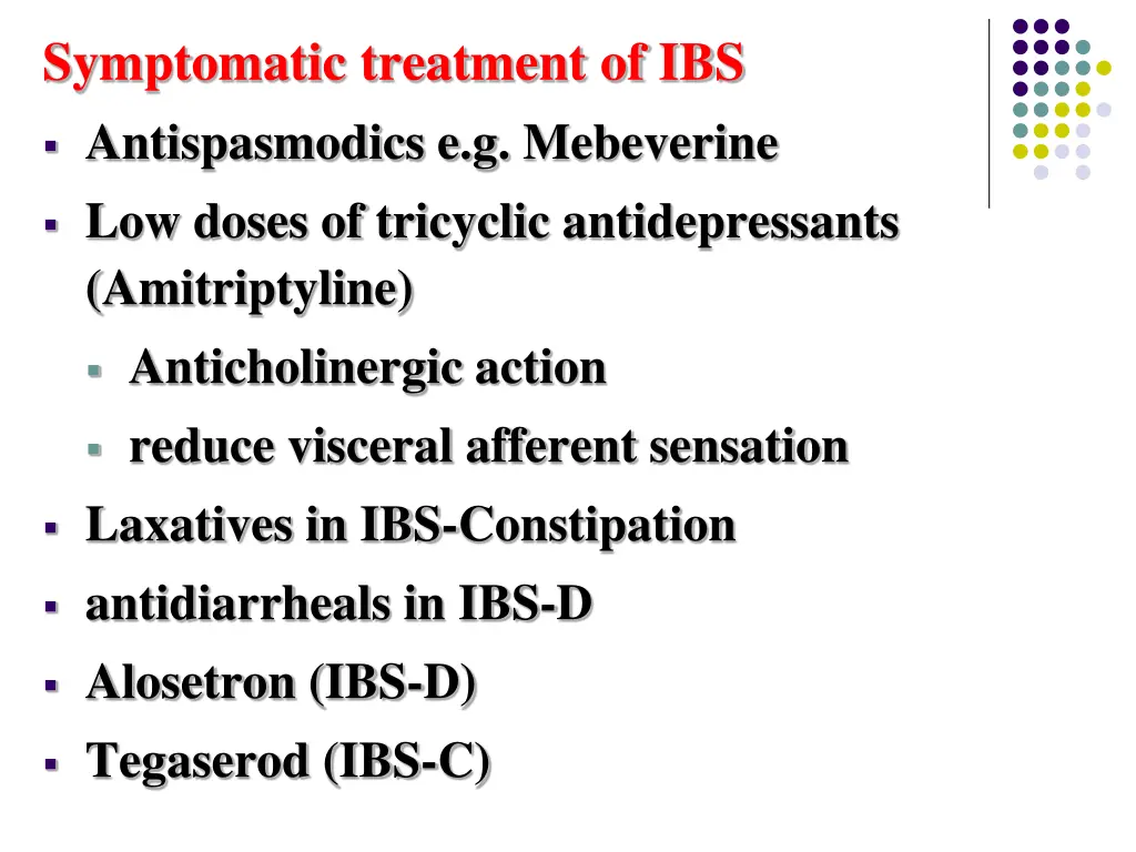 symptomatic treatment of ibs