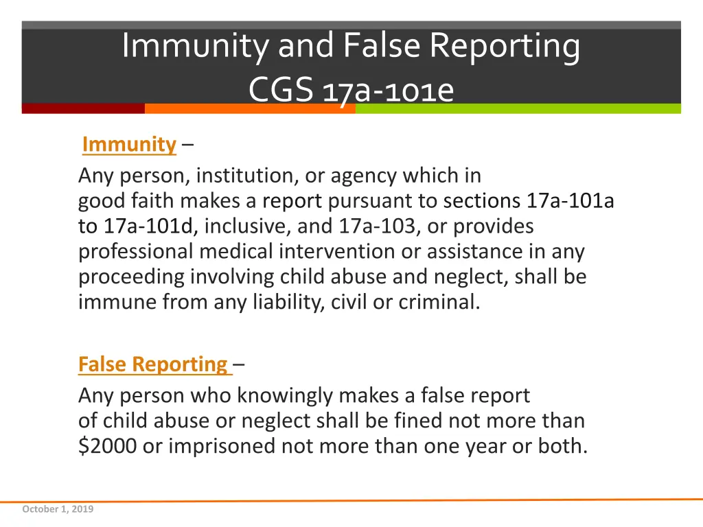 immunity and false reporting cgs 17a 101e