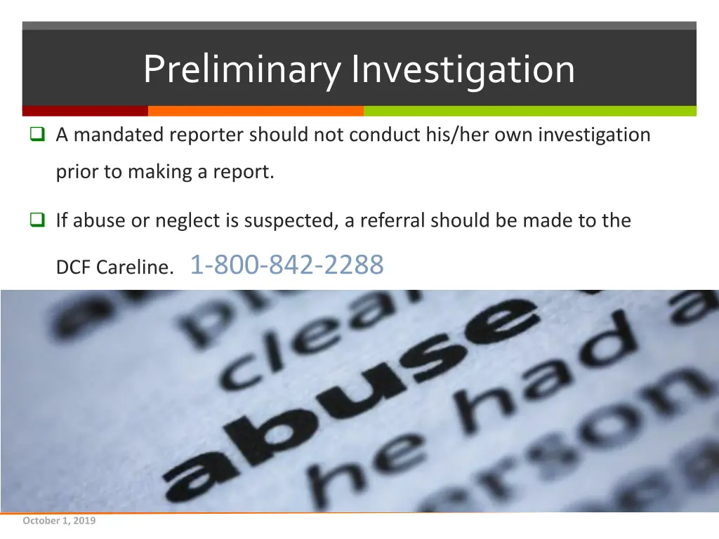preliminary investigation