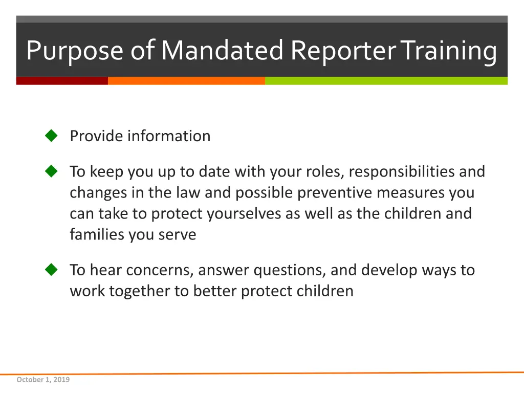 purpose of mandated reporter training