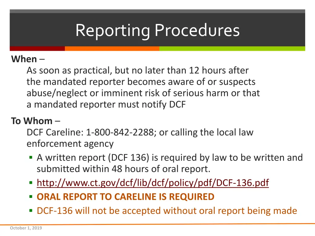 reporting procedures