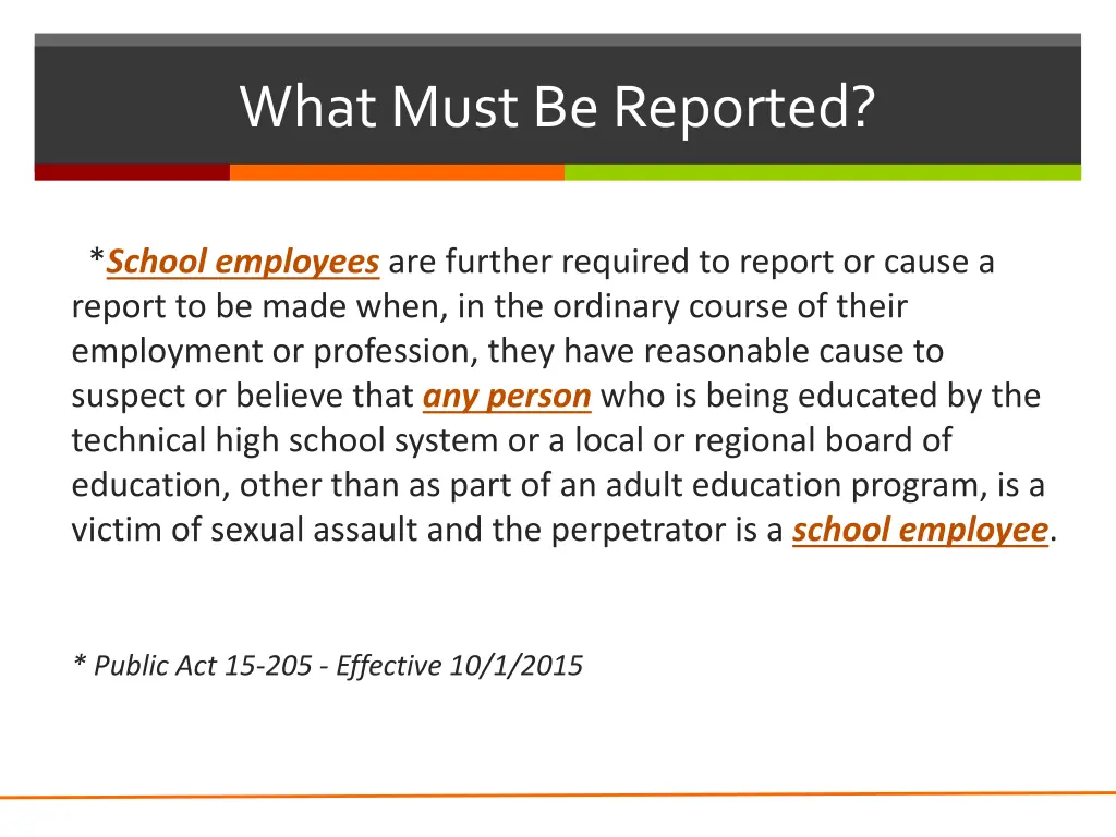 what must be reported 1