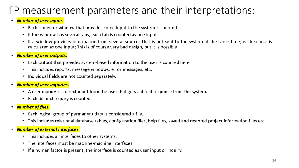 fp measurement parameters and their