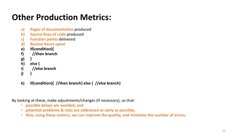 other production metrics