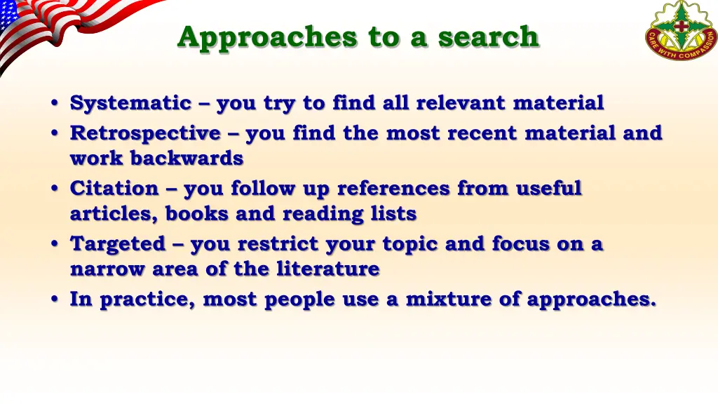 approaches to a search