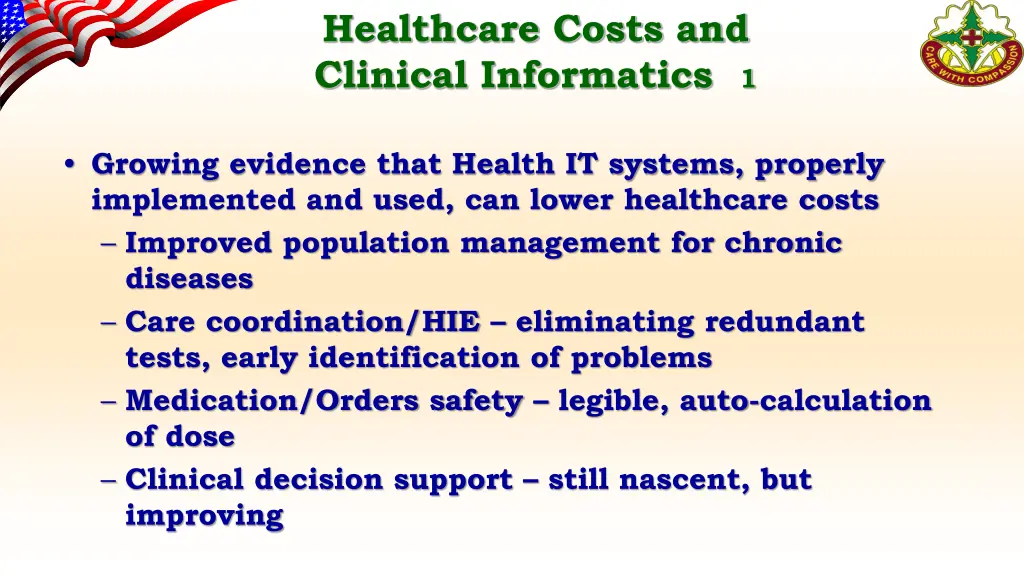 healthcare costs and clinical informatics 1