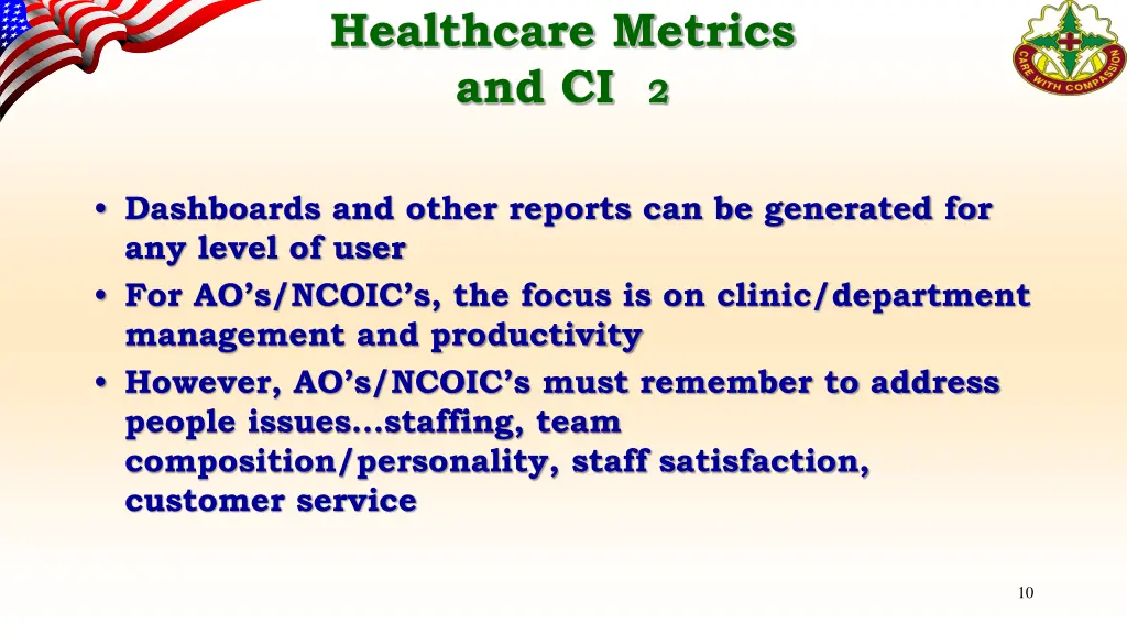 healthcare metrics and ci 2