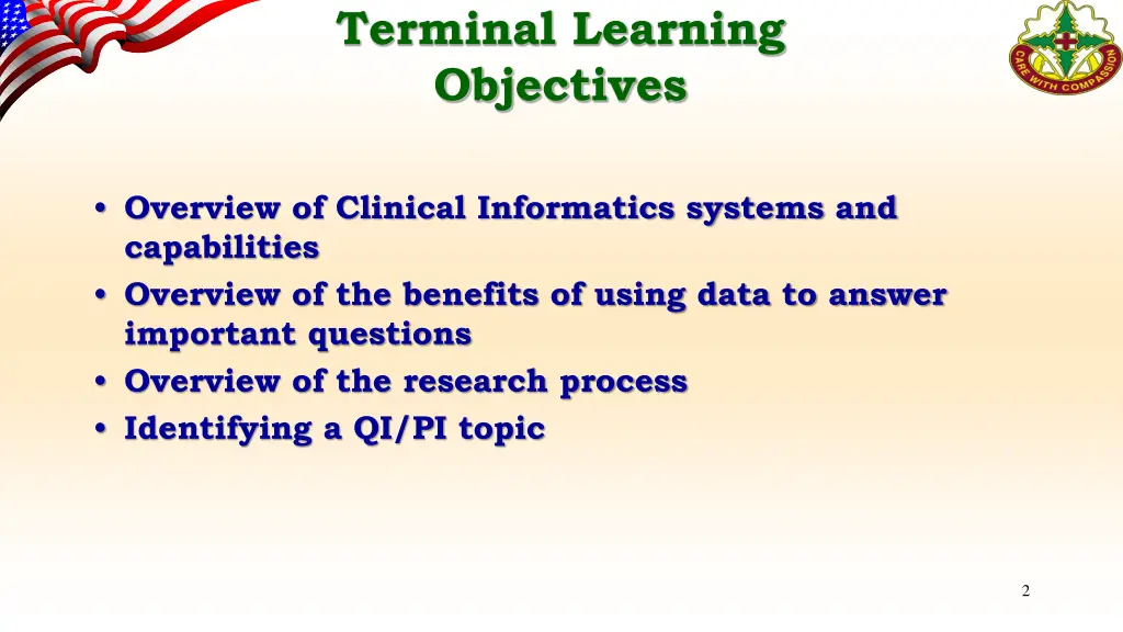 terminal learning objectives