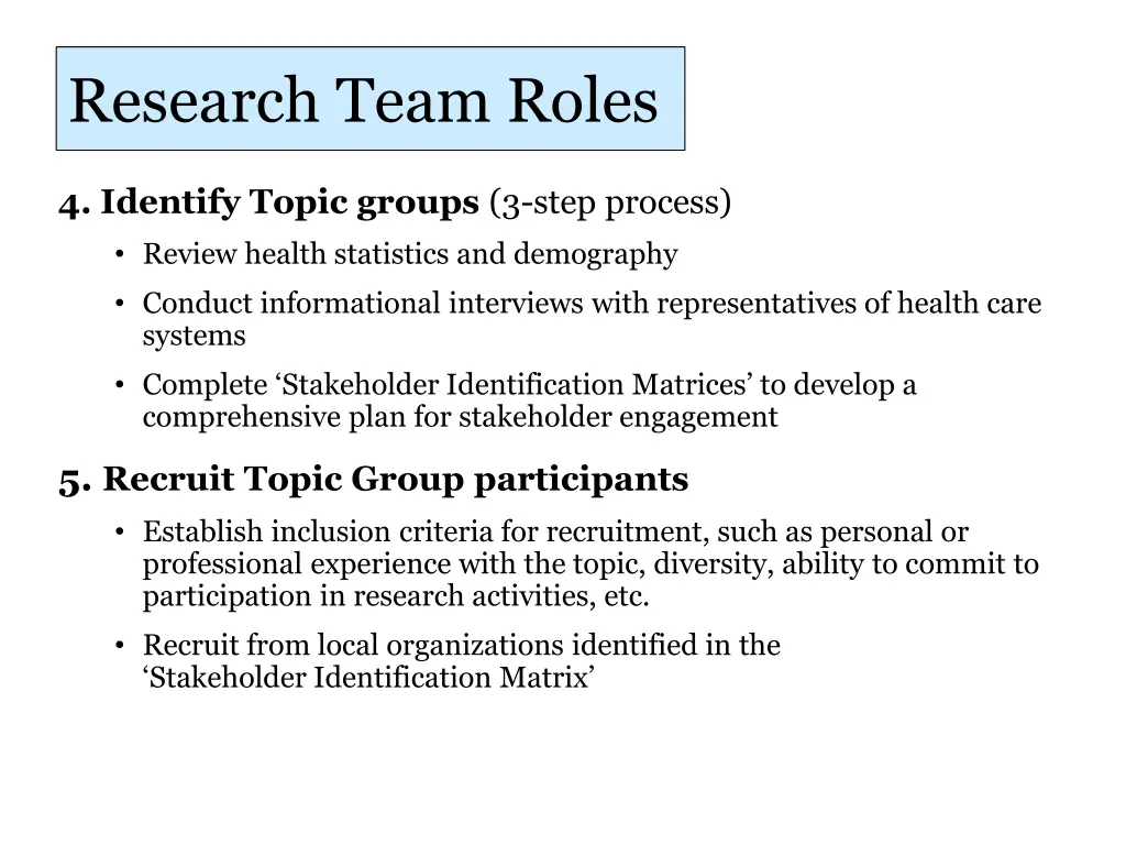 research team roles 1