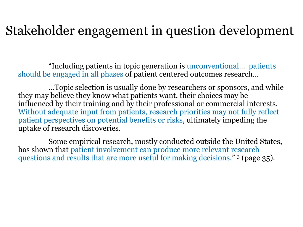 stakeholder engagement in question development