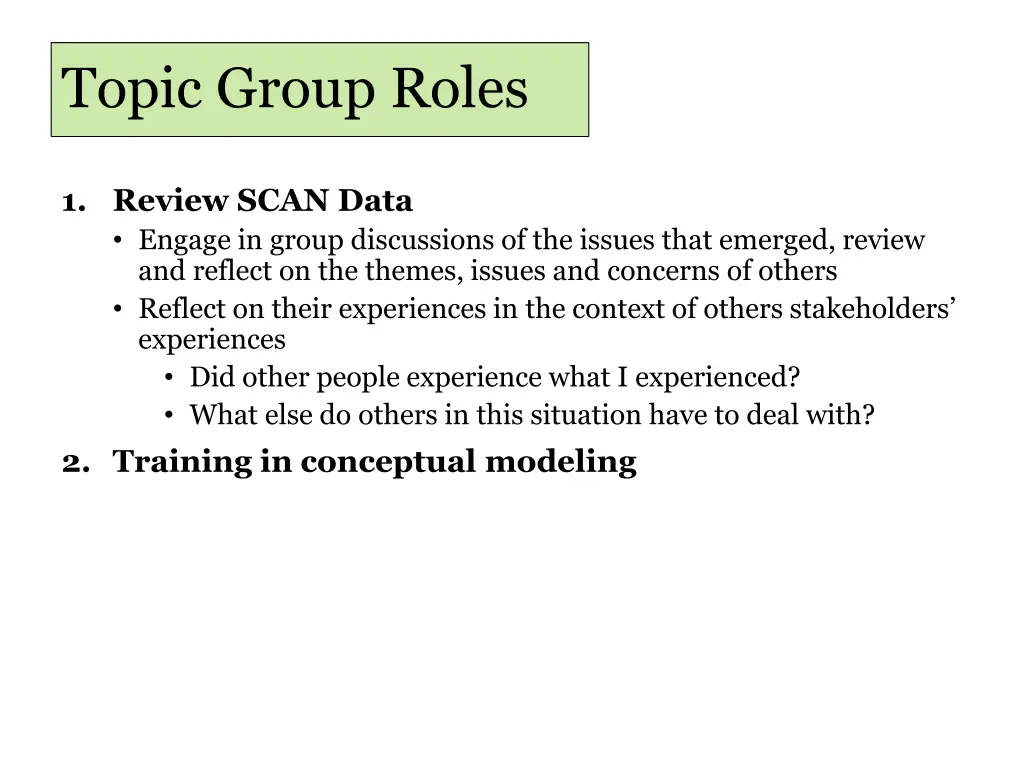 topic group roles