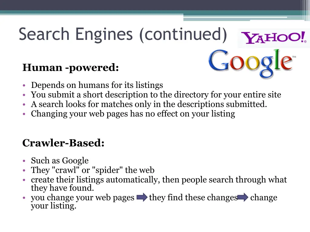 search engines continued