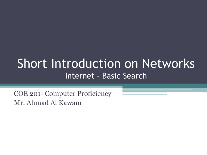 short introduction on networks internet basic