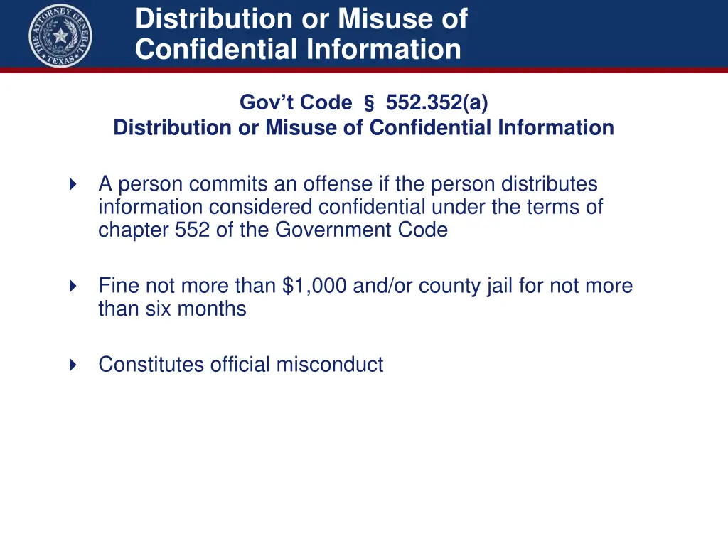 distribution or misuse of confidential information